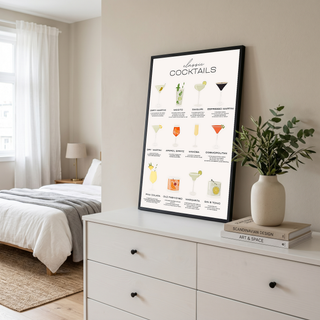 Classic Cocktails Wall Art Print — Vintage Bar Menu Poster