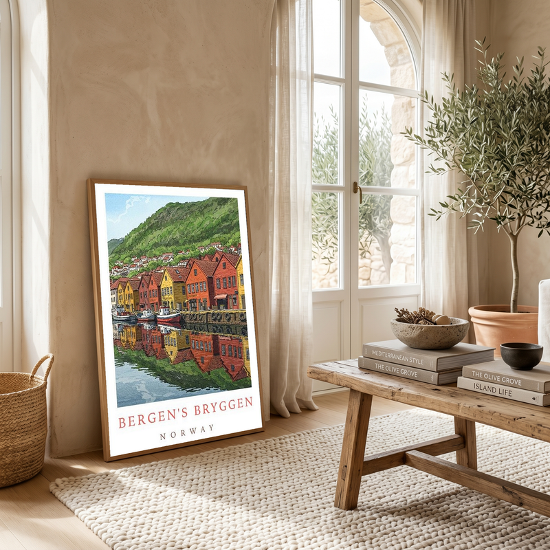 Bergen Bryggen Norway — Hanseatic Harbor Wall Art Print