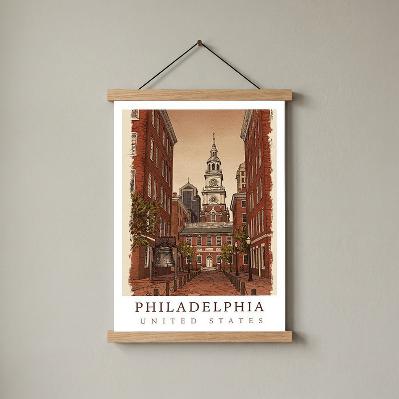 Philadelphia USA — Independence Hall Historic Wall Art Print