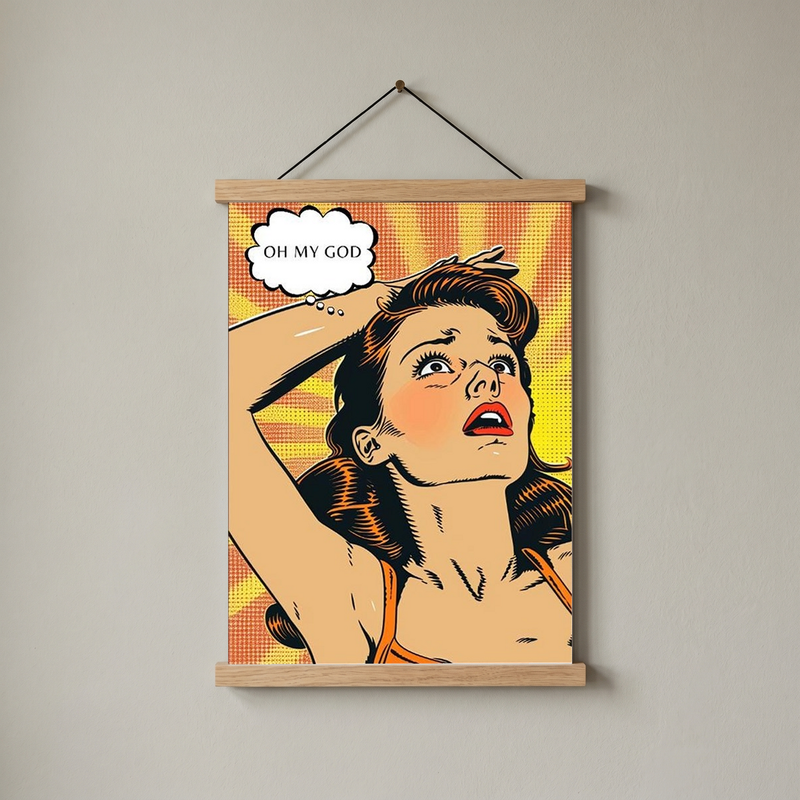 Pop Art Oh My God Poster — Retro Comic Girl Lichtenstein Print