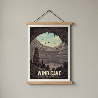 Wind Cave National Park Poster — Vintage South Dakota Cave Bat Print