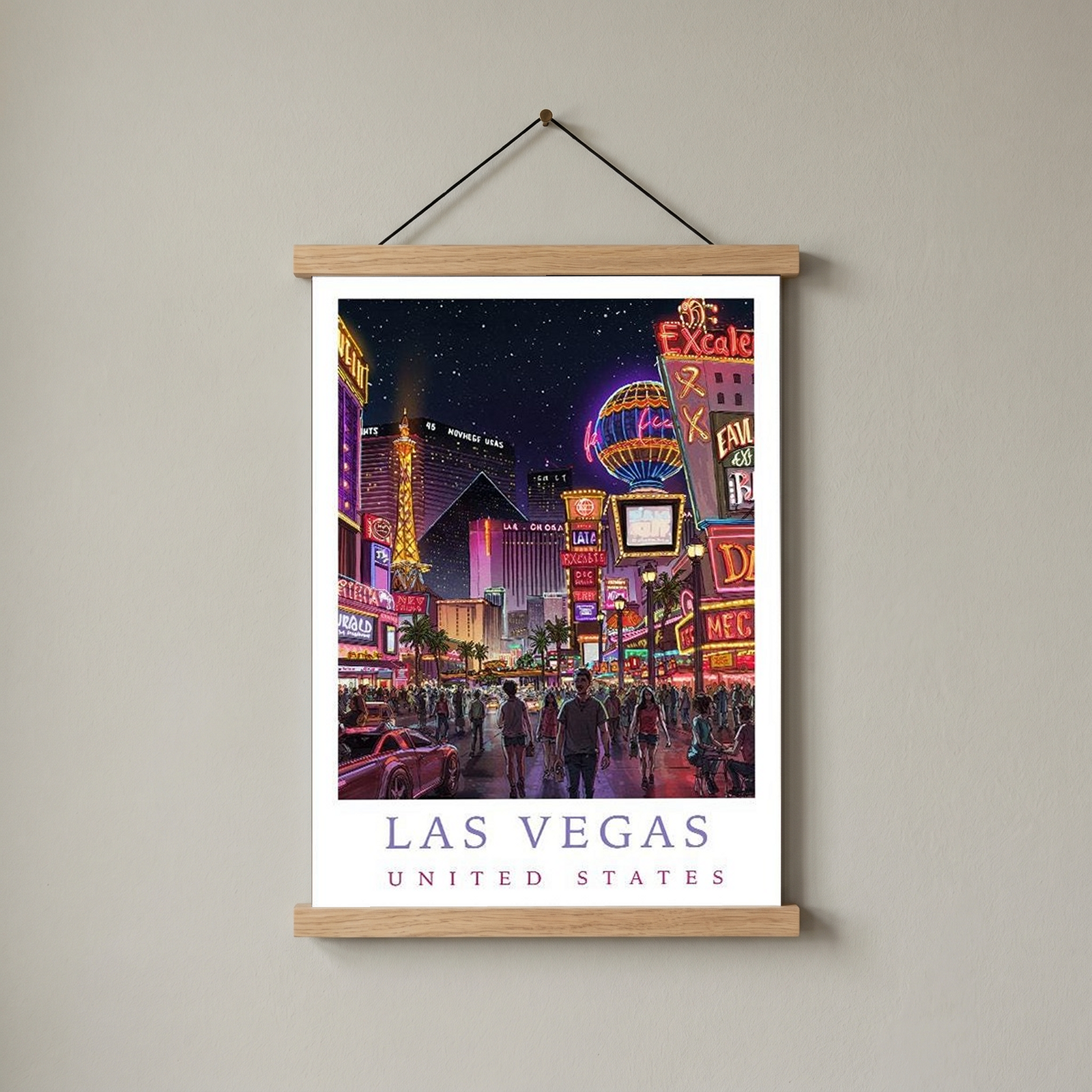 Las Vegas Travel Poster — Neon Strip Night Cityscape Print