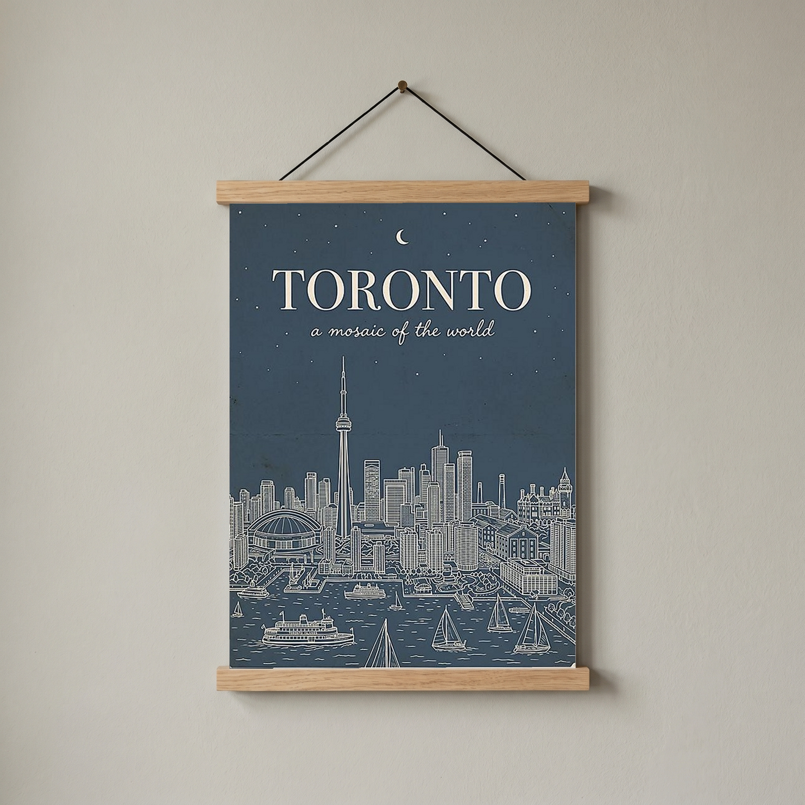 Toronto Line Art Print — Steel Navy CN Tower Skyline Harbourfront Wall Art