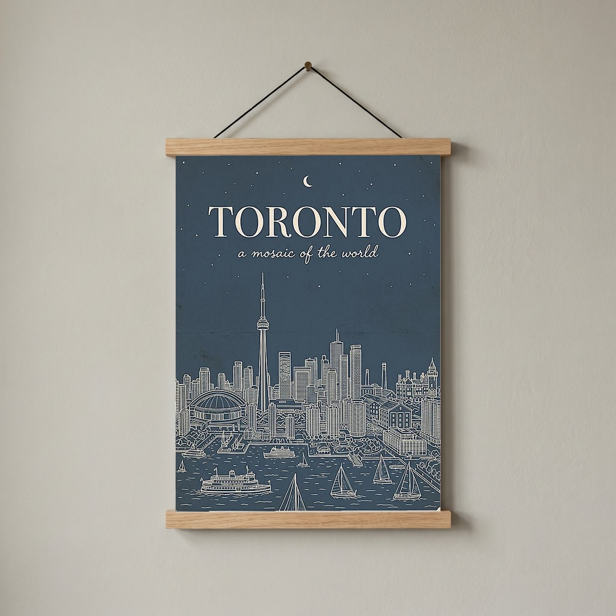 Toronto Line Art Print — Steel Navy CN Tower Skyline Harbourfront Wall Art