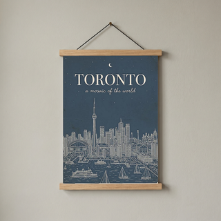 Toronto Line Art Print — Steel Navy CN Tower Skyline Harbourfront Wall Art