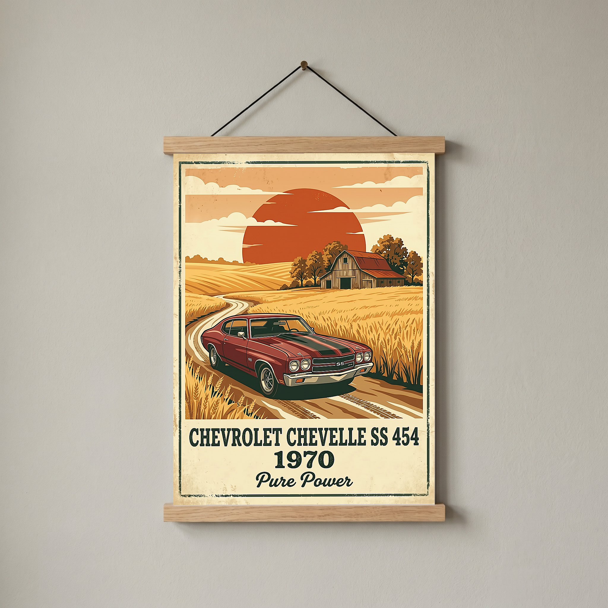 Chevrolet Chevelle SS 454 1970 Poster — Vintage Muscle Car Country Barn Print