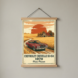 Chevrolet Chevelle SS 454 1970 Poster — Vintage Muscle Car Country Barn Print