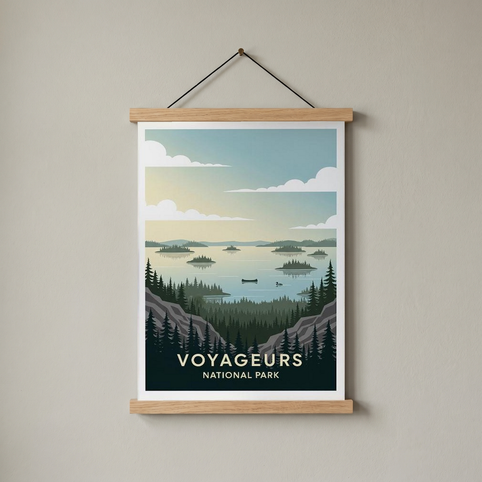 Voyageurs National Park Poster — Vintage Minnesota Canoe Lake Print