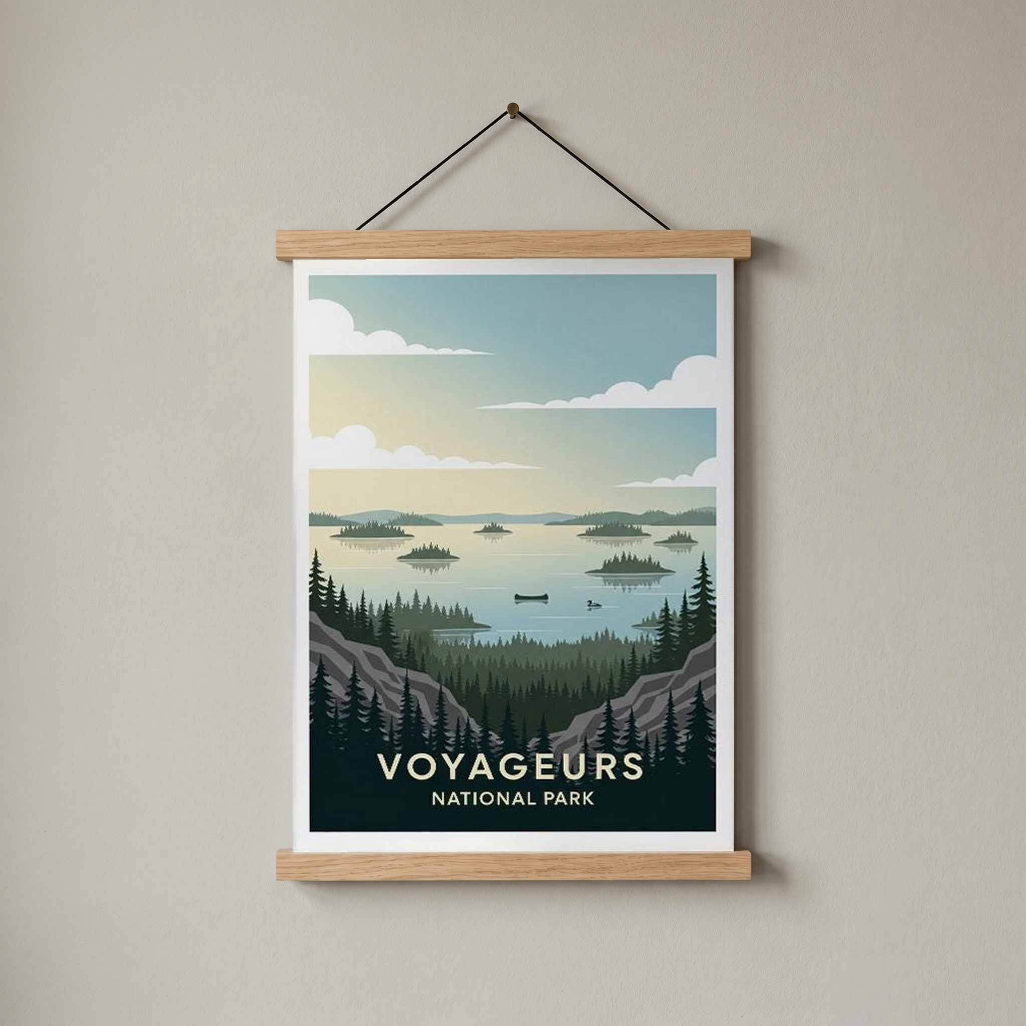 Voyageurs National Park Poster — Vintage Minnesota Canoe Lake Print