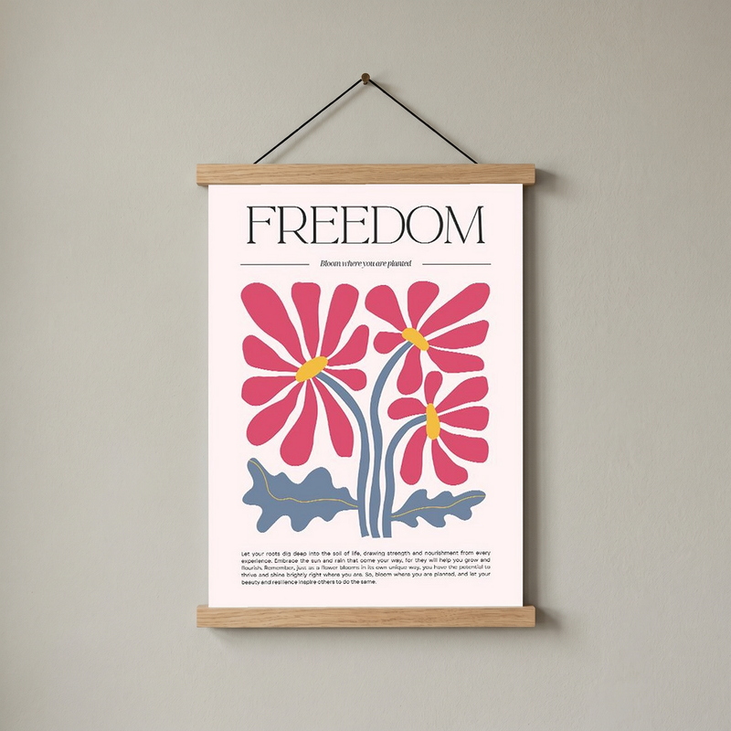 Freedom Bloom Where You Are Planted Floral Poster - Pink Daisy Wall Art Print