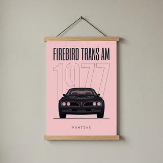 Pontiac Firebird Trans Am 1977 Minimalist Poster — Blush Pink Muscle Line Art