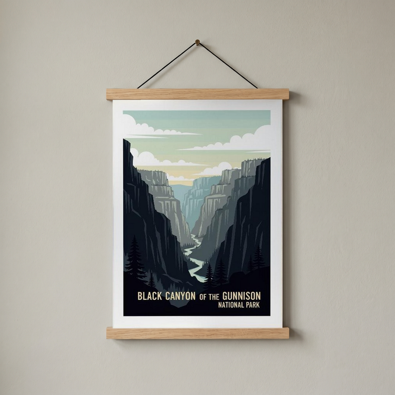 Black Canyon of the Gunnison Poster — Vintage Colorado Steep Cliff Print