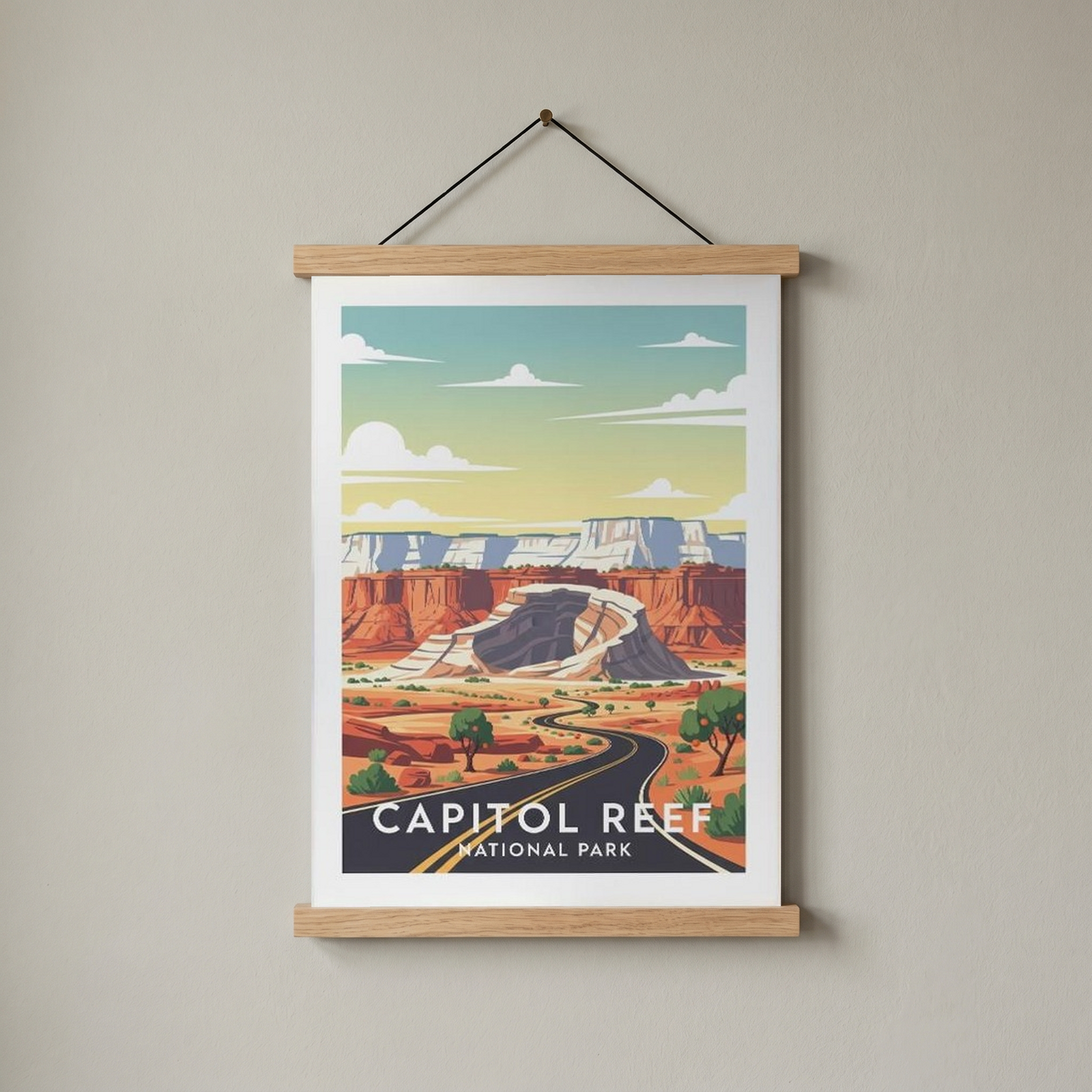 Capitol Reef National Park Poster — Vintage Utah Waterpocket Fold Print