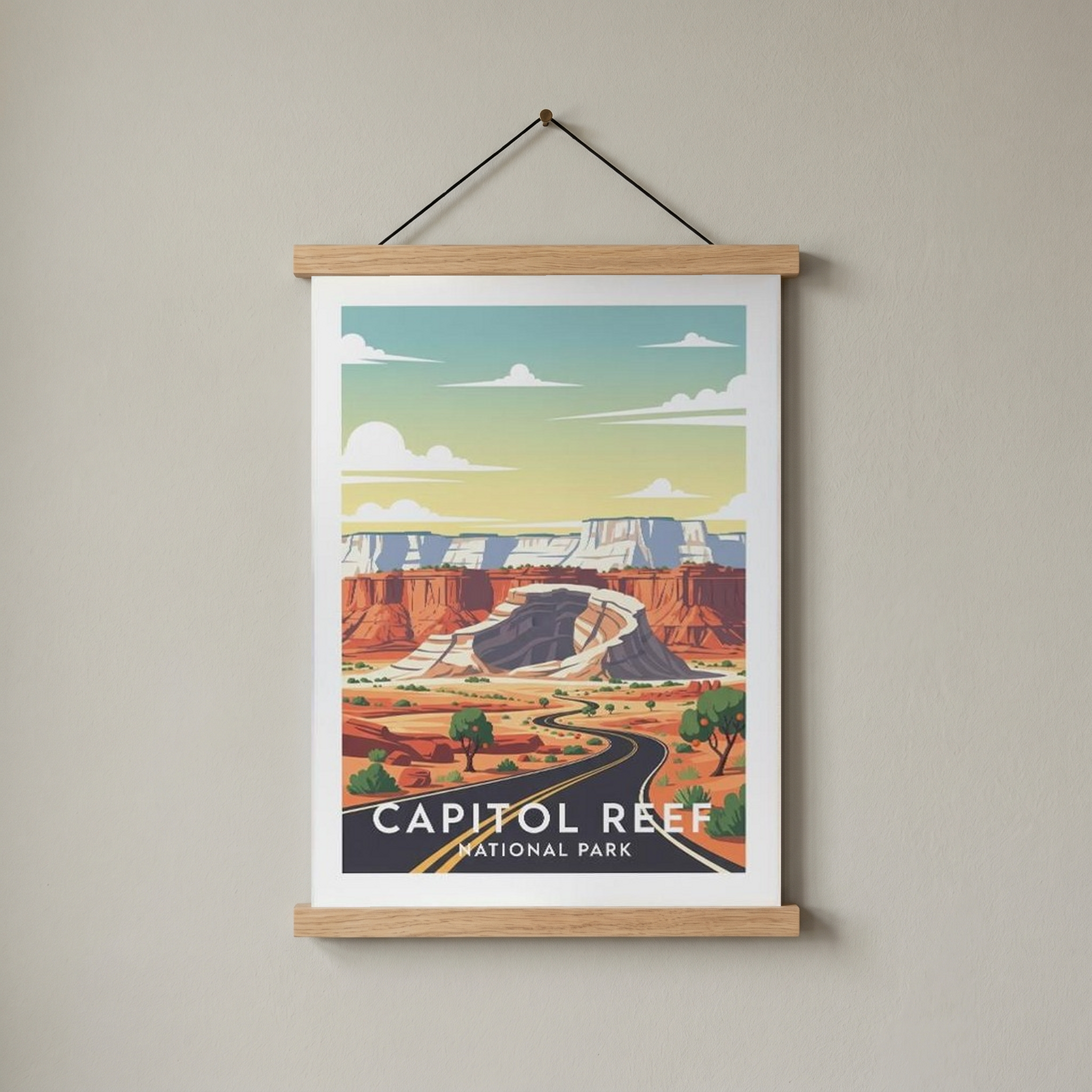 Capitol Reef National Park Poster — Vintage Utah Waterpocket Fold Print