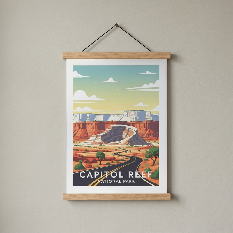 Capitol Reef National Park Poster — Vintage Utah Waterpocket Fold Print