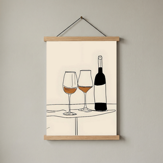 Minimalist Wine Line Art Print – Modern Kitchen & Bar Cart Poster