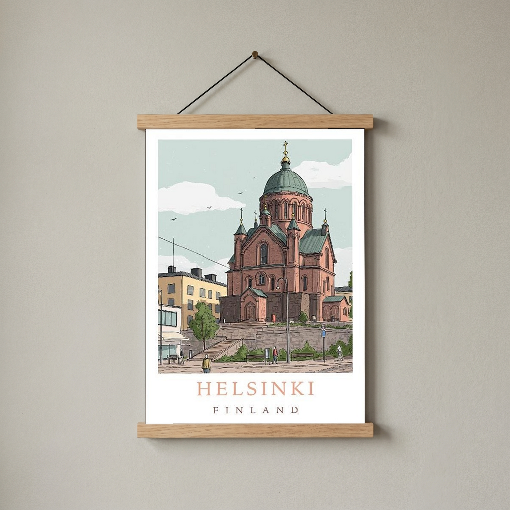 Helsinki Finland Travel Poster — Uspenski Cathedral Nordic City Print