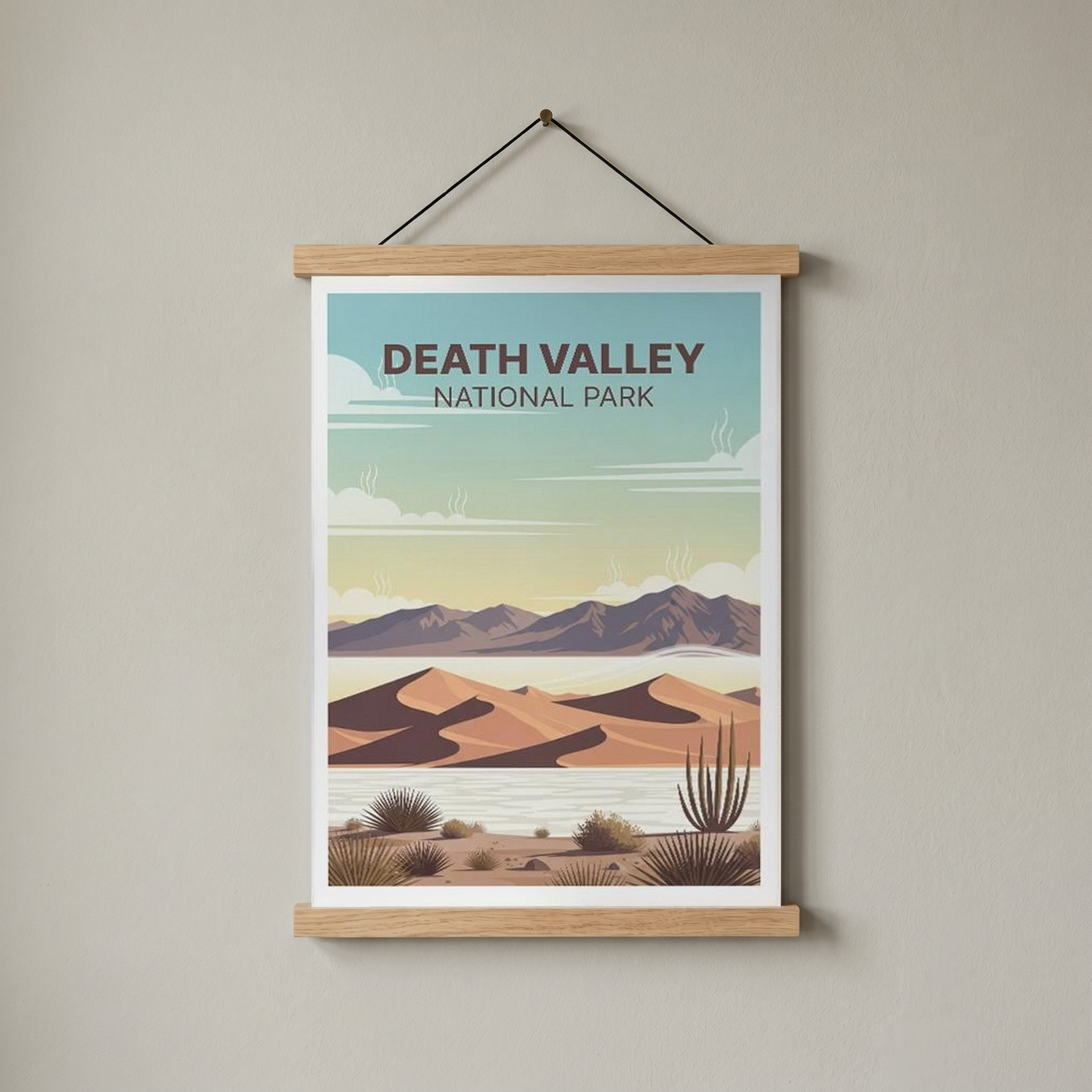 Death Valley National Park Poster — Vintage Sand Dunes Desert Mountain Print