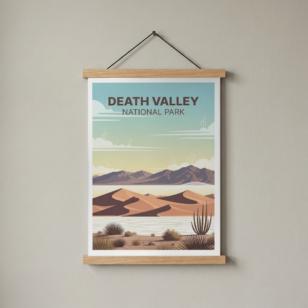 Death Valley National Park Poster — Vintage Sand Dunes Desert Mountain Print