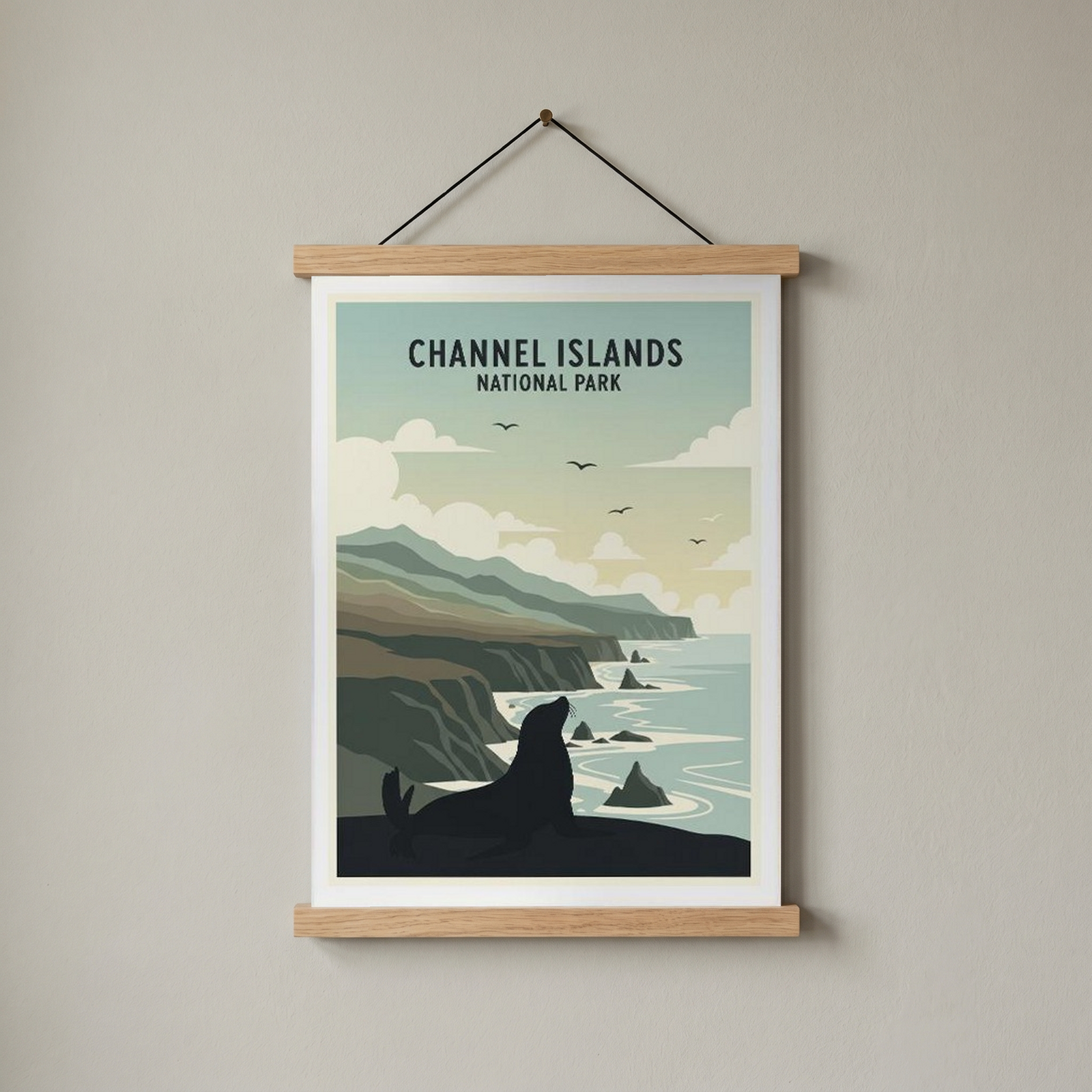 Channel Islands National Park Poster — Vintage California Sea Lion Coast Print