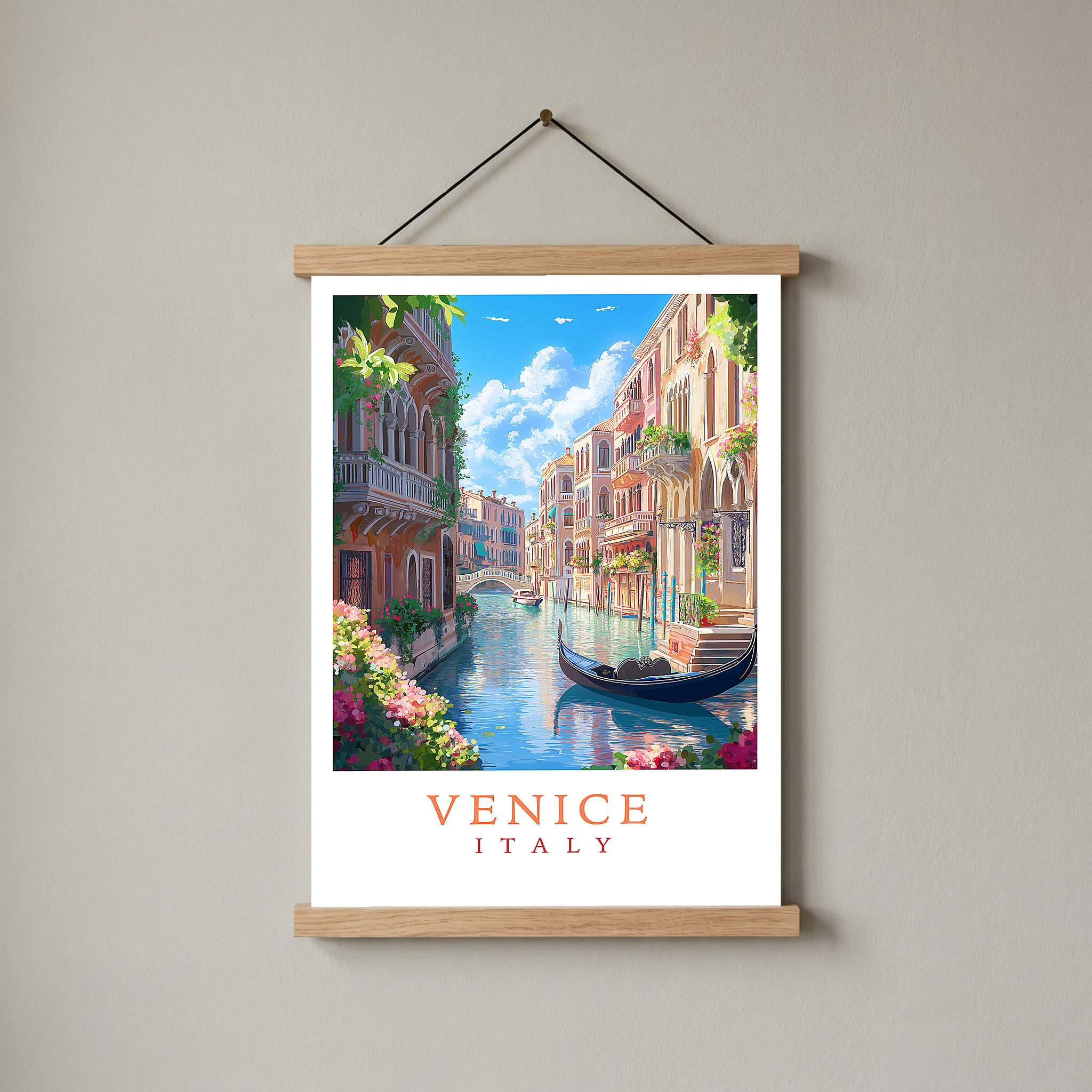 Venice Italy Travel Poster — Vintage Canal Gondola Romance Print