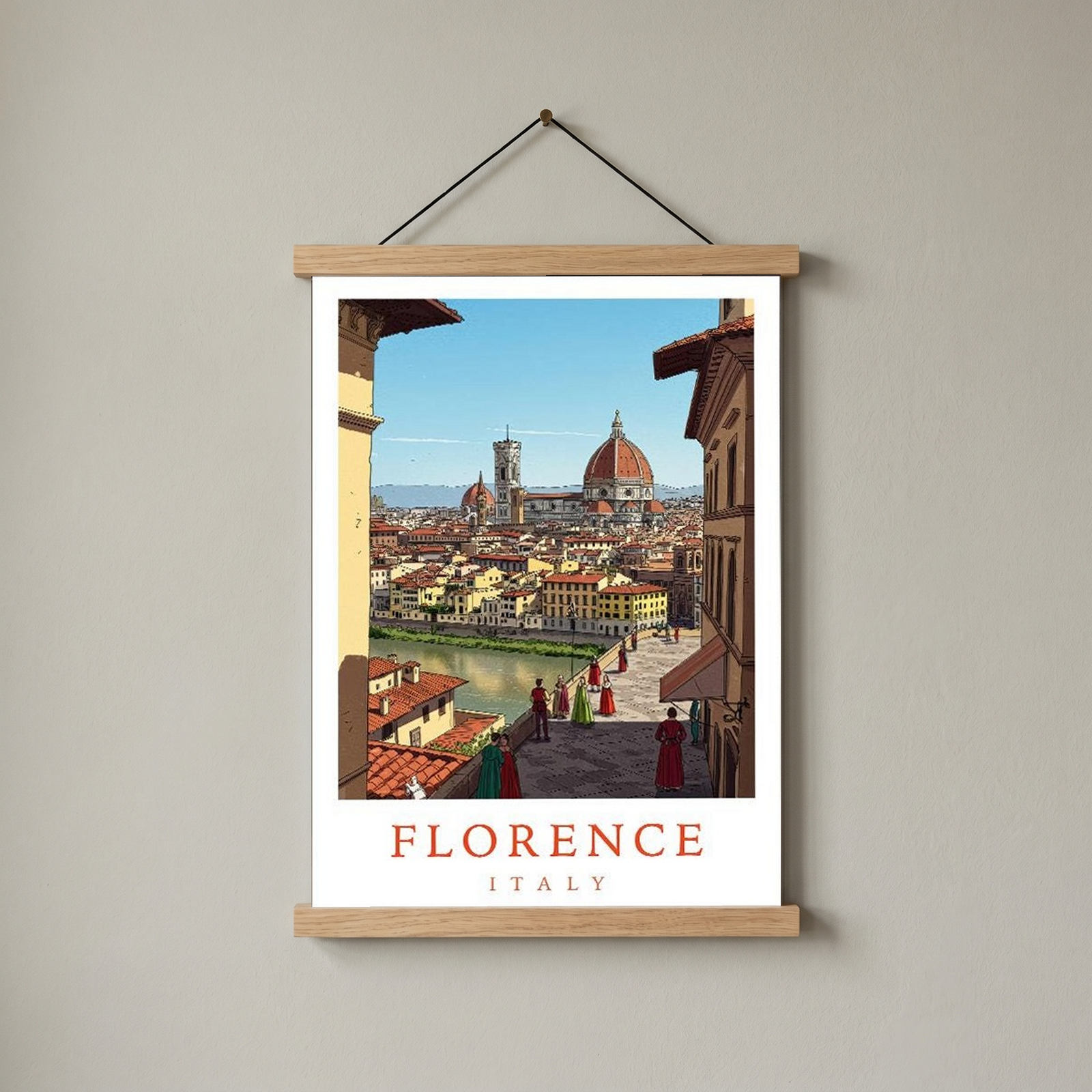 Florence Italy Travel Poster — Duomo Cathedral Renaissance Street Print