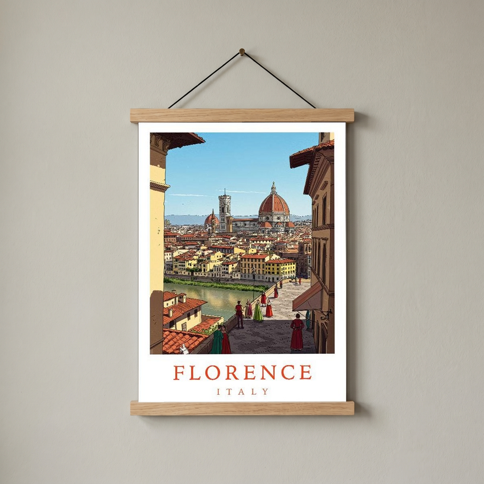 Florence Italy Travel Poster — Duomo Cathedral Renaissance Street Print