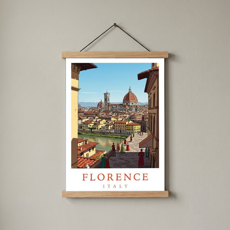 Florence Italy Travel Poster — Duomo Cathedral Renaissance Street Print