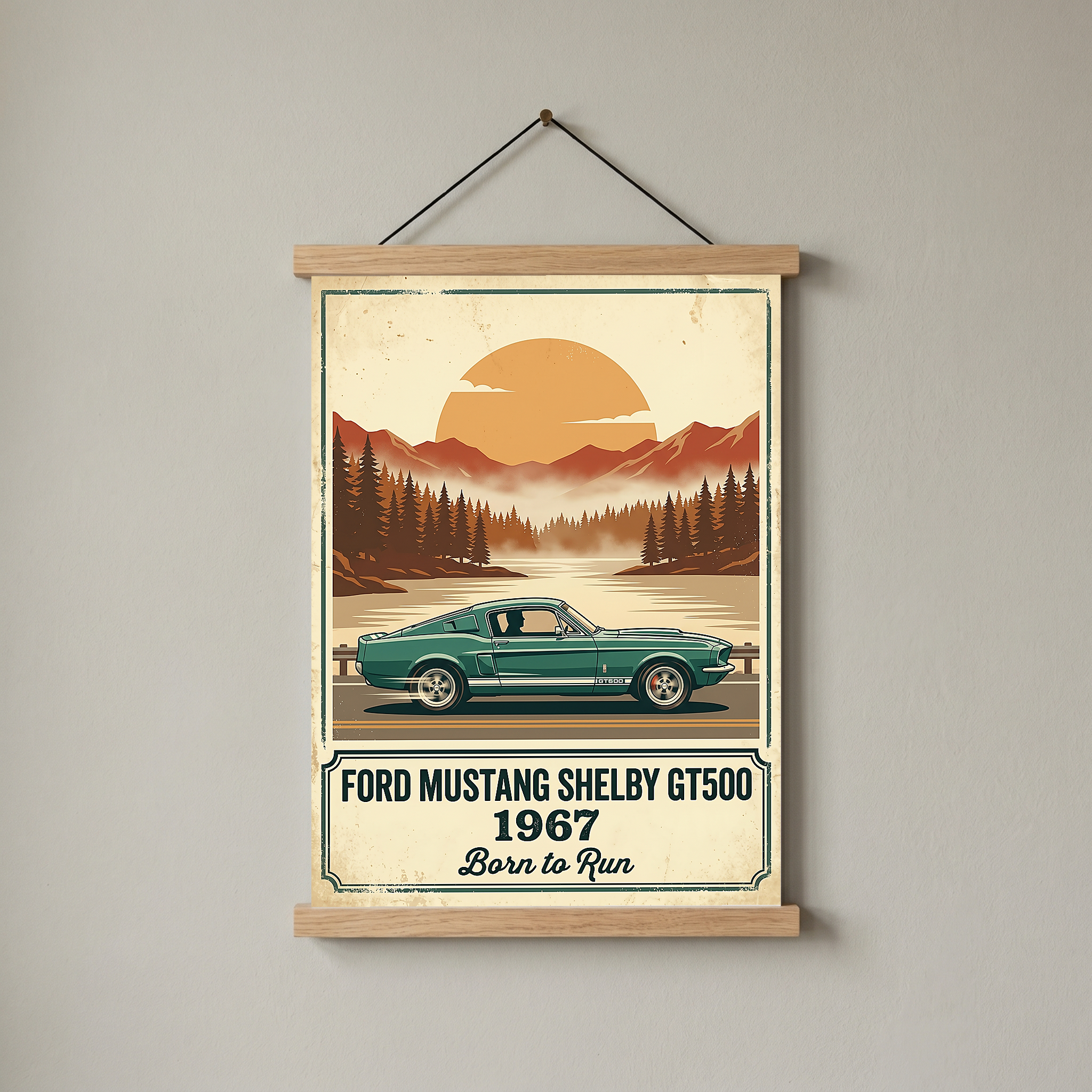Ford Mustang Shelby GT500 1967 Forest Green Edition — Vintage Muscle Lake Print