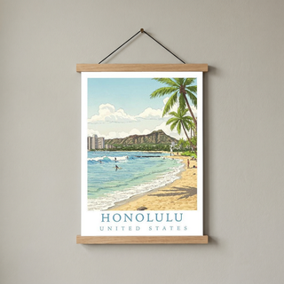 Honolulu Hawaii — Waikiki Beach Diamond Head Wall Art Print