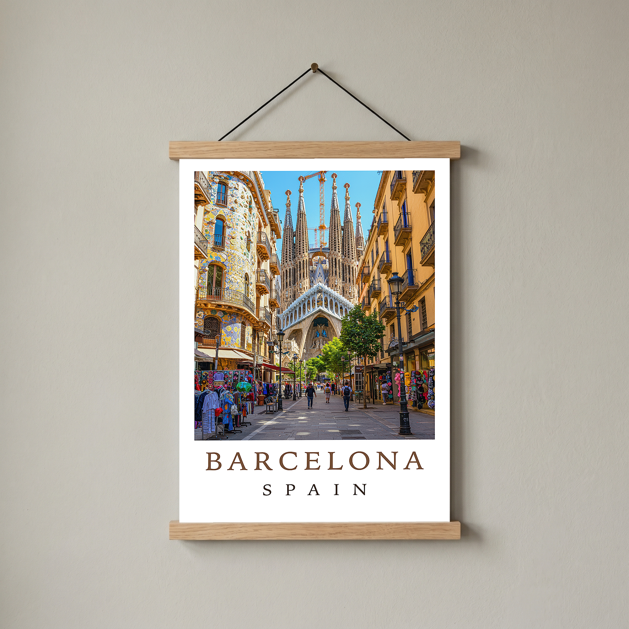 Barcelona Spain Travel Poster — Sagrada Familia Cityscape Print