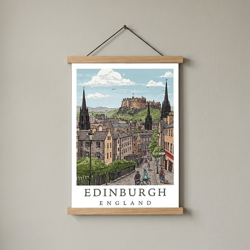 Edinburgh Scotland Travel Poster — Castle Royal Mile Old Town Print