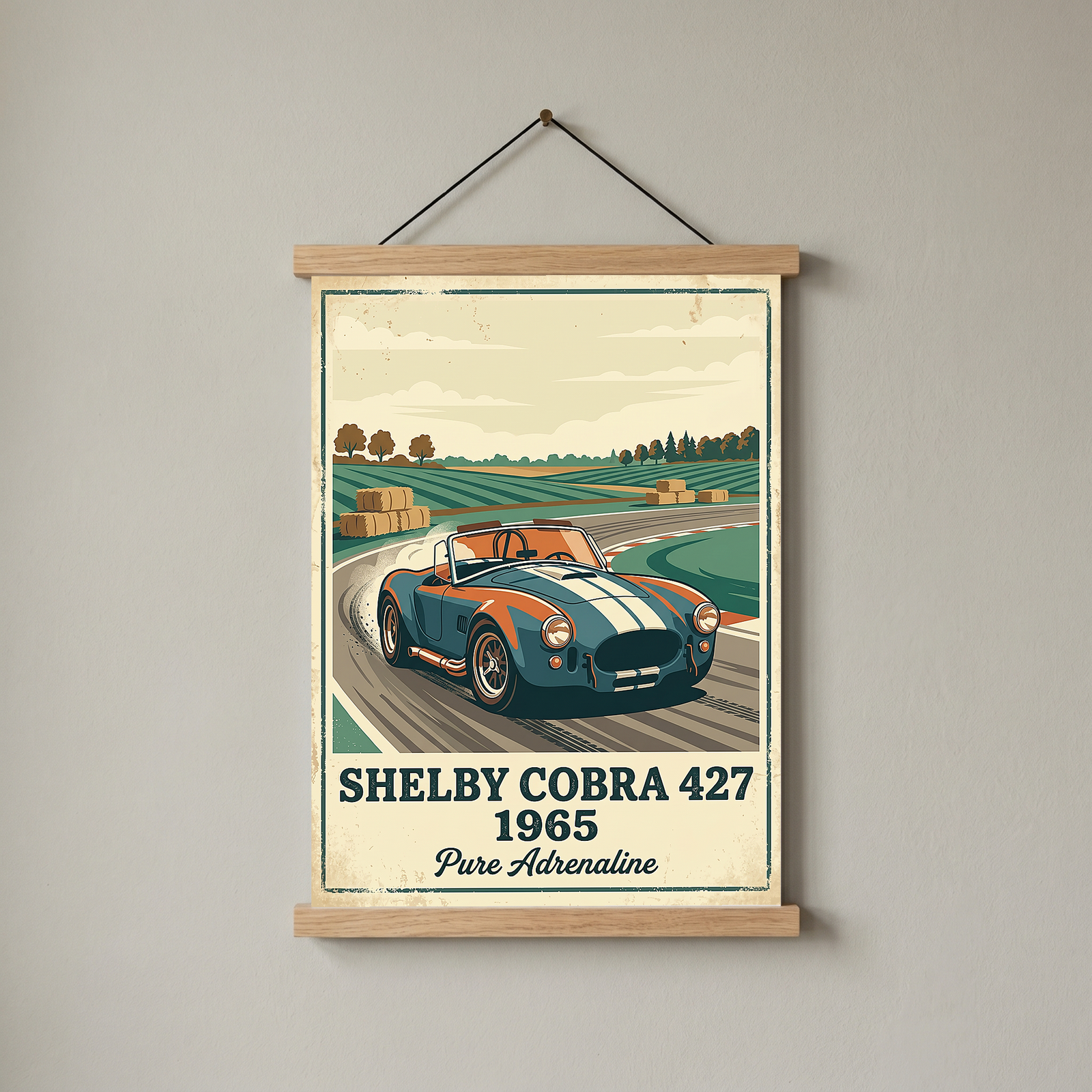 Shelby Cobra 427 1965 Poster — Vintage Race Track Roadster Print