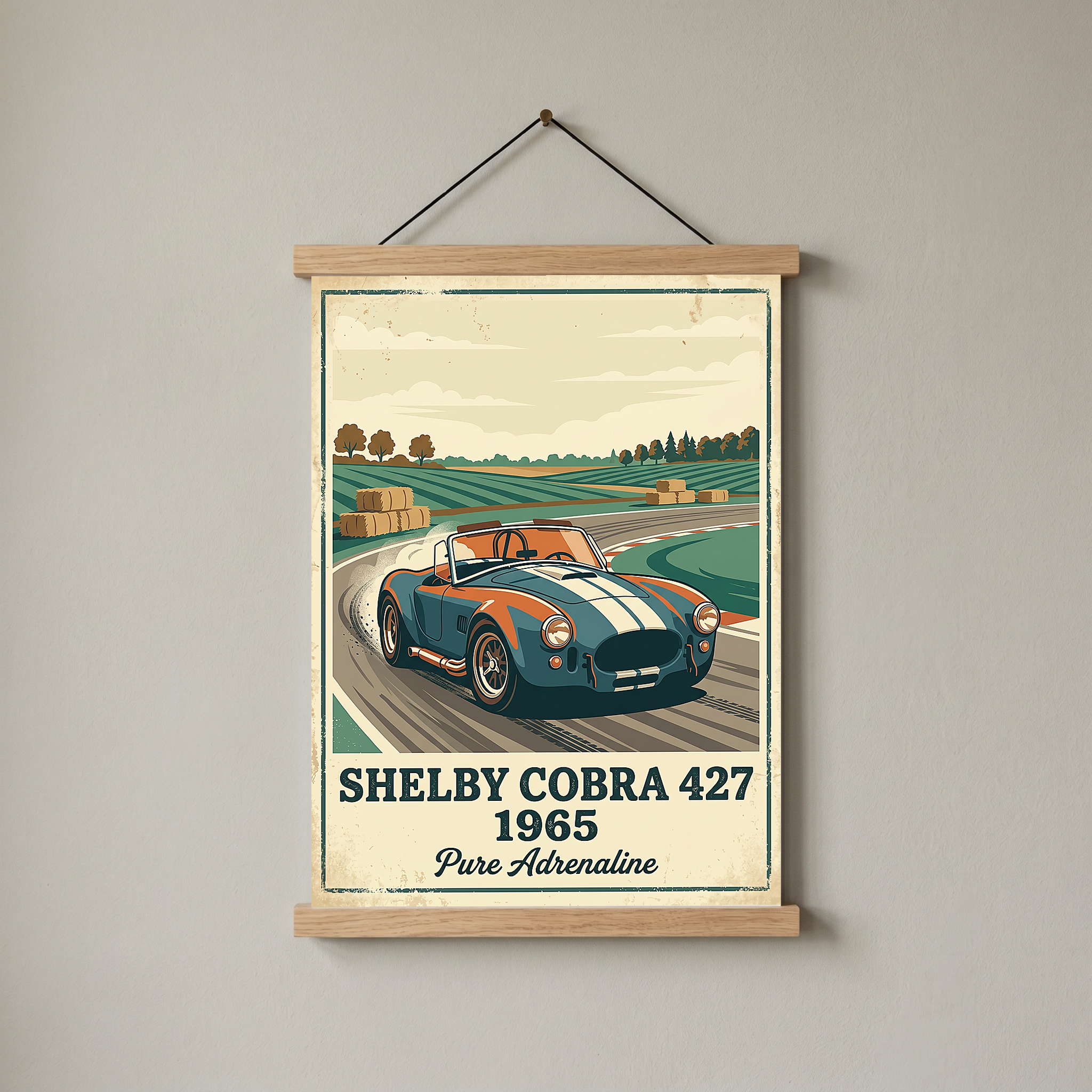 Shelby Cobra 427 1965 Poster — Vintage Race Track Roadster Print