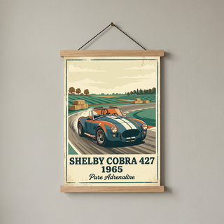 Shelby Cobra 427 1965 Poster — Vintage Race Track Roadster Print