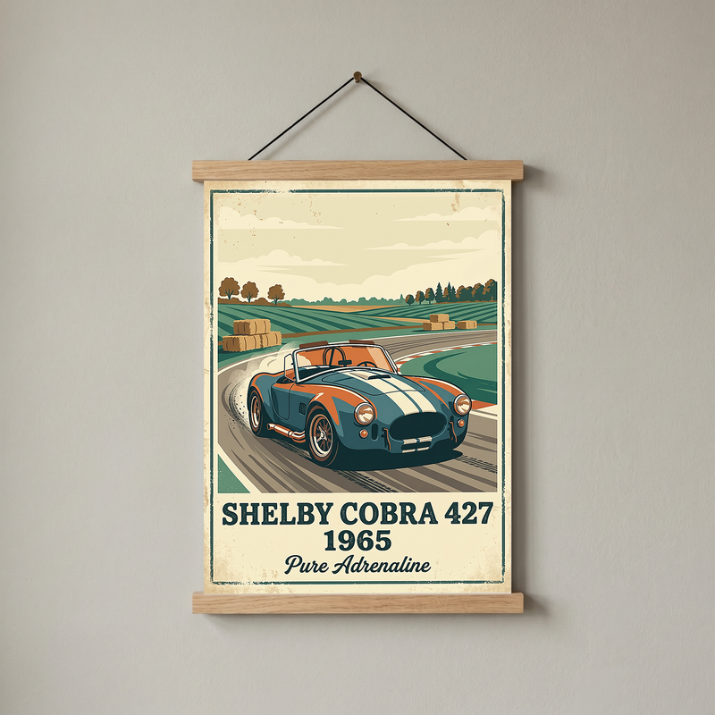 Shelby Cobra 427 1965 Poster — Vintage Race Track Roadster Print