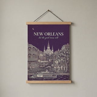 New Orleans Line Art Print — Aubergine French Quarter Skyline Wall Art