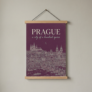 Prague Line Art Print — Plum Castle Charles Bridge Skyline Wall Art