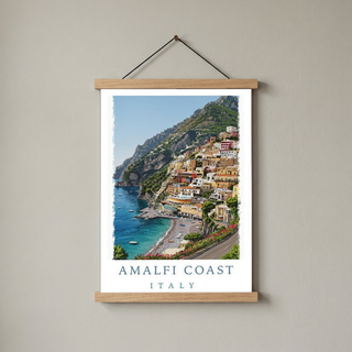 Amalfi Coast Italy Travel Poster — Positano Cliffside Village Print