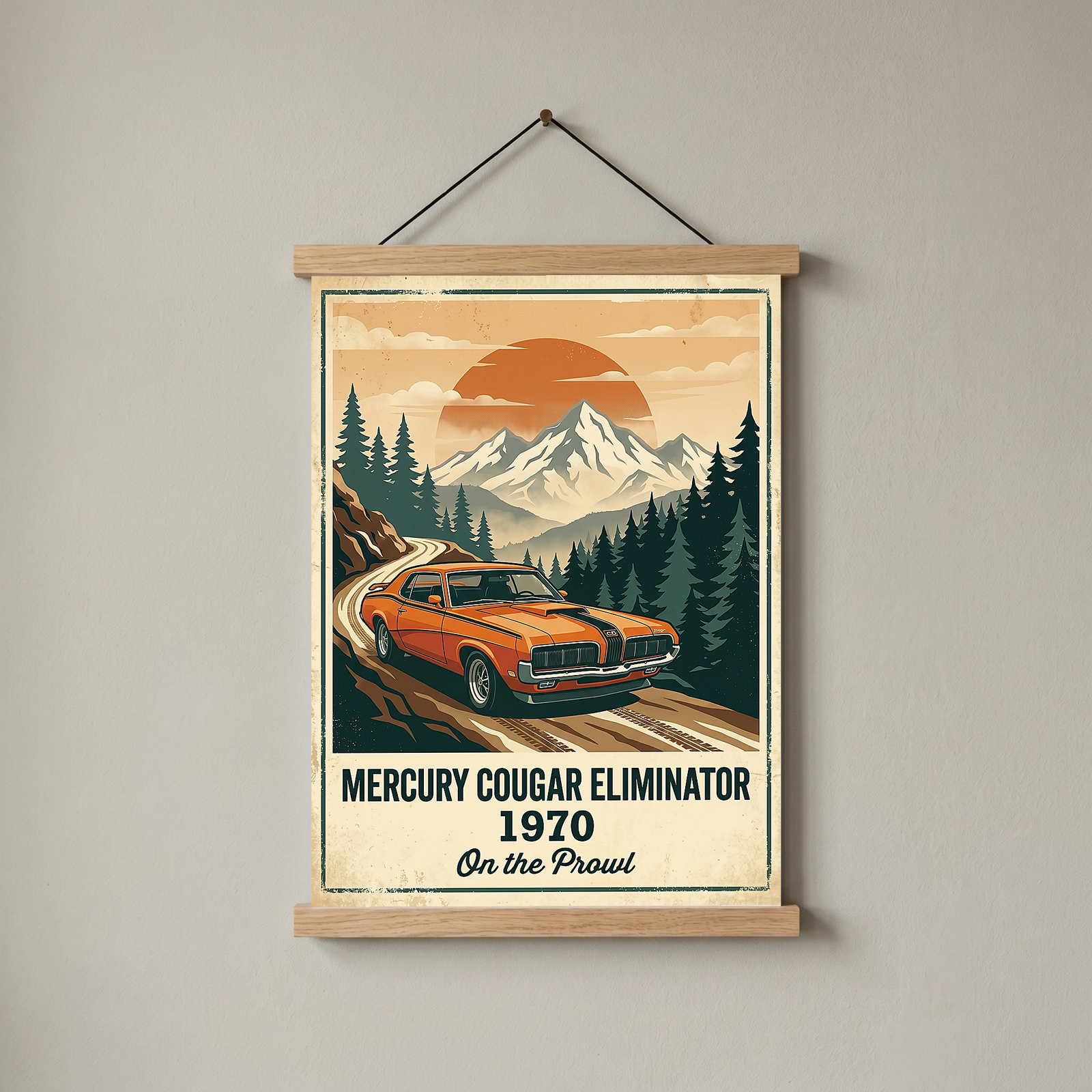 Mercury Cougar Eliminator 1970 Poster — Vintage Muscle Car Mountain Pine Print