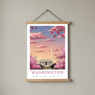 Washington DC — Cherry Blossom Monument Wall Art Print