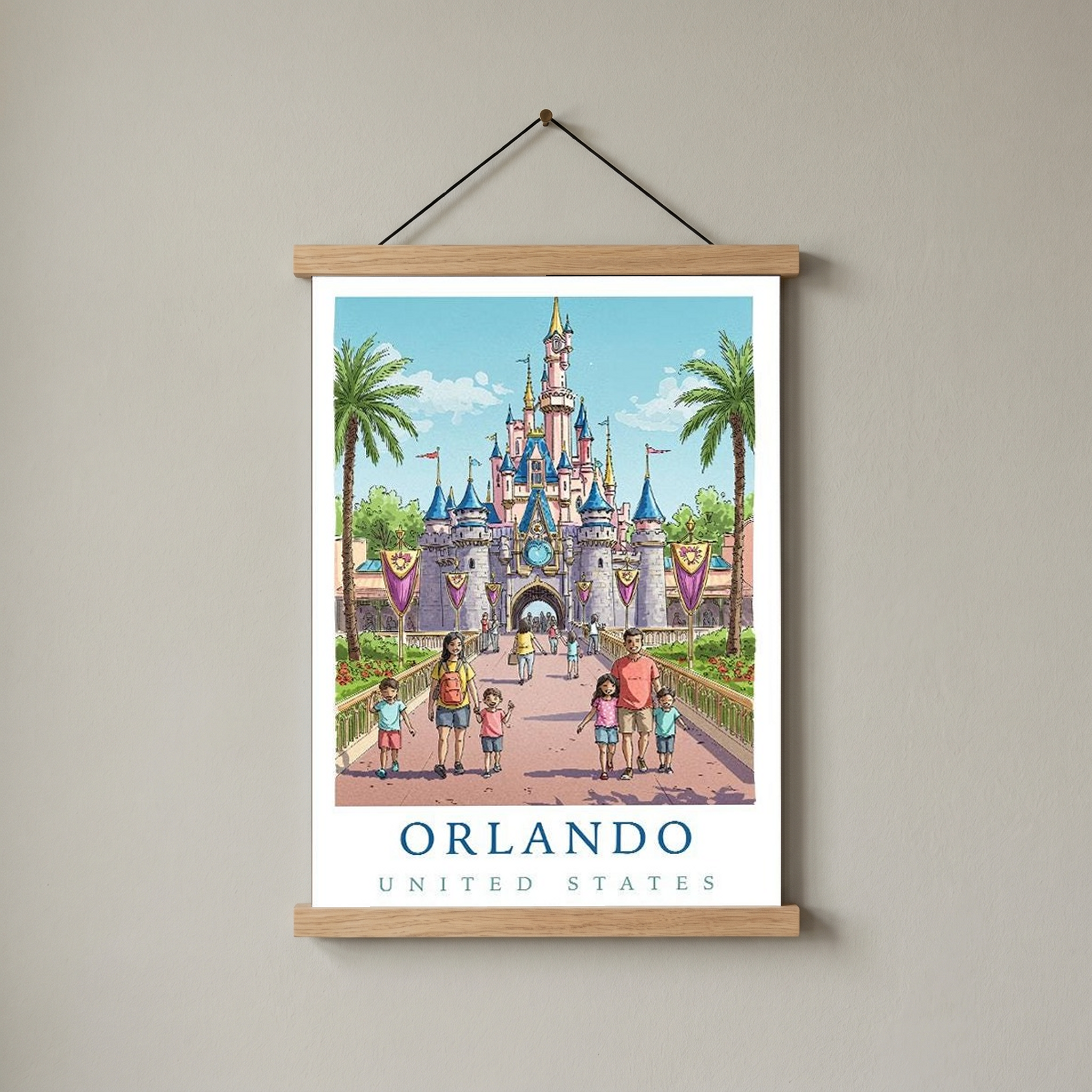 Orlando Florida Travel Poster — Fairy Tale Castle Theme Park Family Print