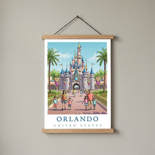 Orlando Florida Travel Poster — Fairy Tale Castle Theme Park Family Print