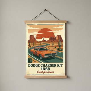 Dodge Charger R/T 1969 Poster — Vintage Muscle Car Monument Valley Print