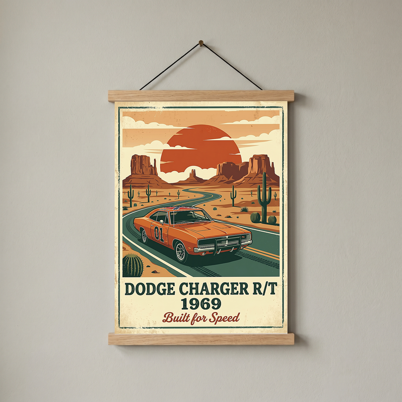 Dodge Charger R/T 1969 Poster — Vintage Muscle Car Monument Valley Print