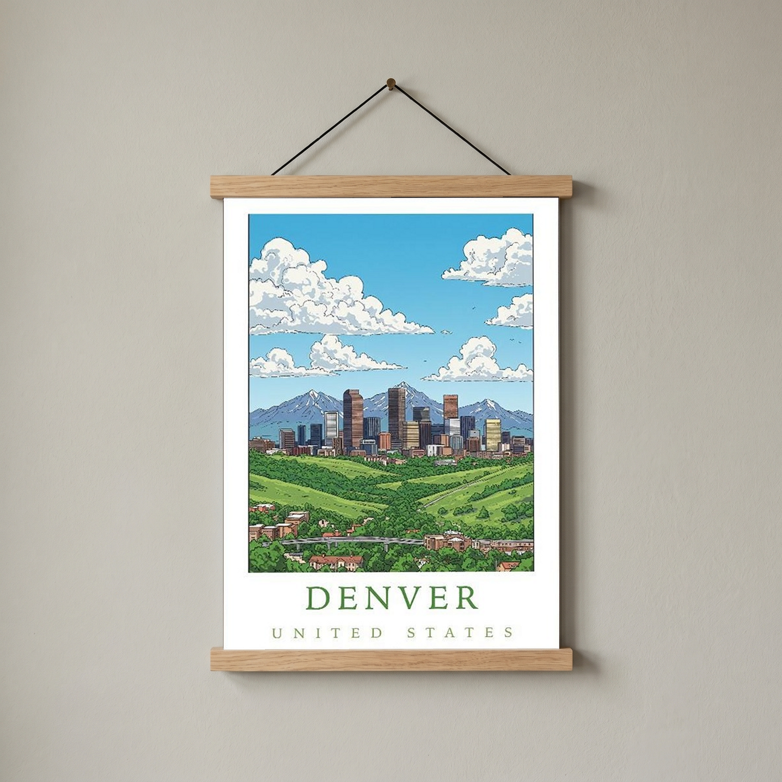 Denver Colorado Travel Poster — Rocky Mountains Mile-High Skyline Print