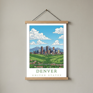 Denver Colorado Travel Poster — Rocky Mountains Mile-High Skyline Print