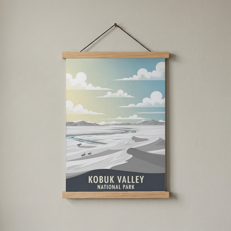 Kobuk Valley National Park Poster — Vintage Alaska Arctic Sand Dunes Caribou