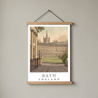Bath England Travel Poster — Royal Crescent Abbey Georgian Print