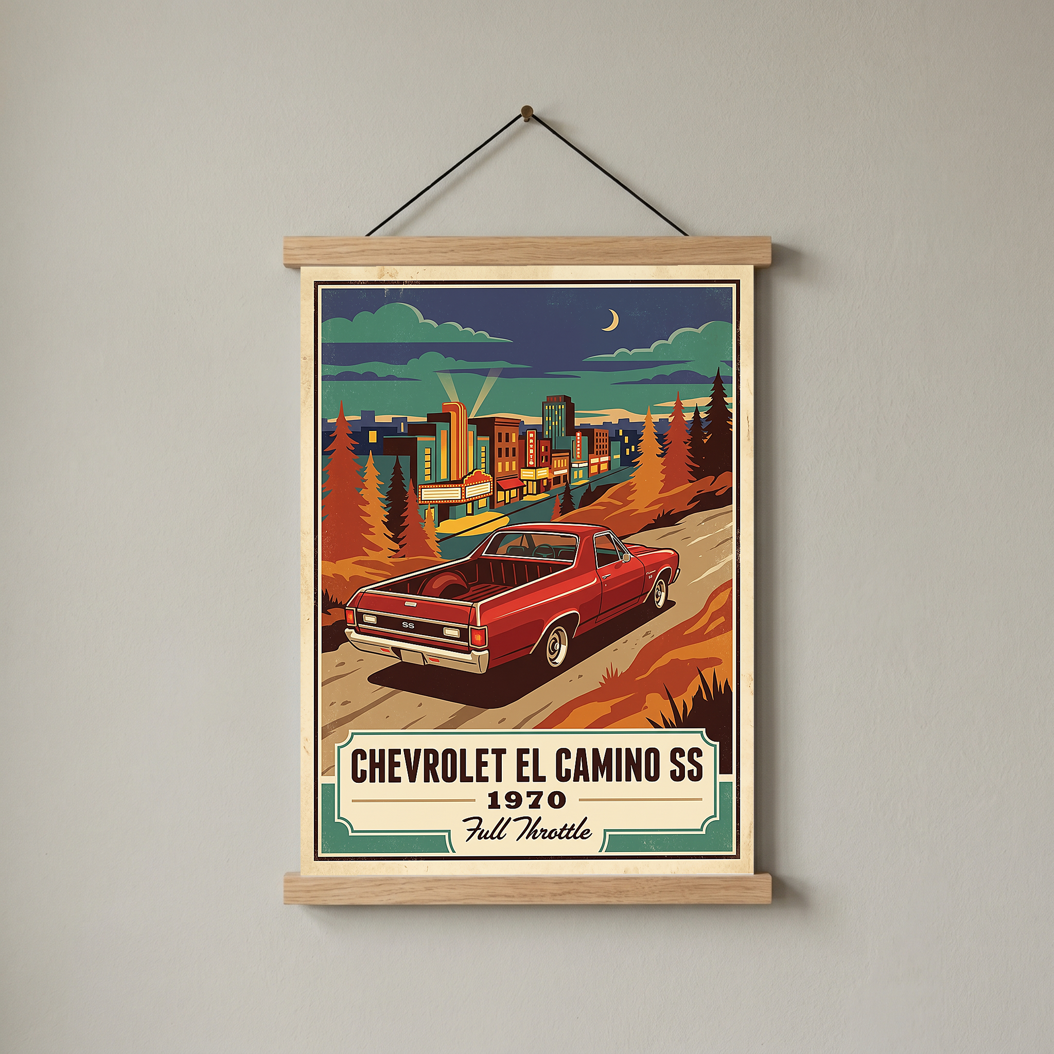 Chevrolet El Camino SS 1970 Poster — Vintage Muscle Truck Cinema Marquee Print